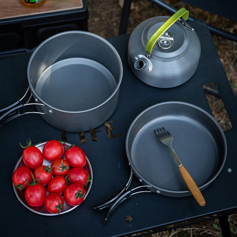 APWIKOGER Camping Cookware Set Pot Pan Kettle