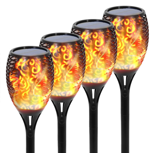 Solar Waterproof Flame Torch Lights Outdoor 96 Led Garden Pathway