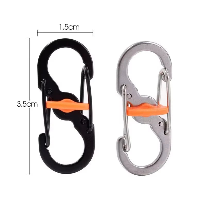 Mini S Type Locking Carabiner Aluminum Alloy Keychain Hook For Outdoor Camping