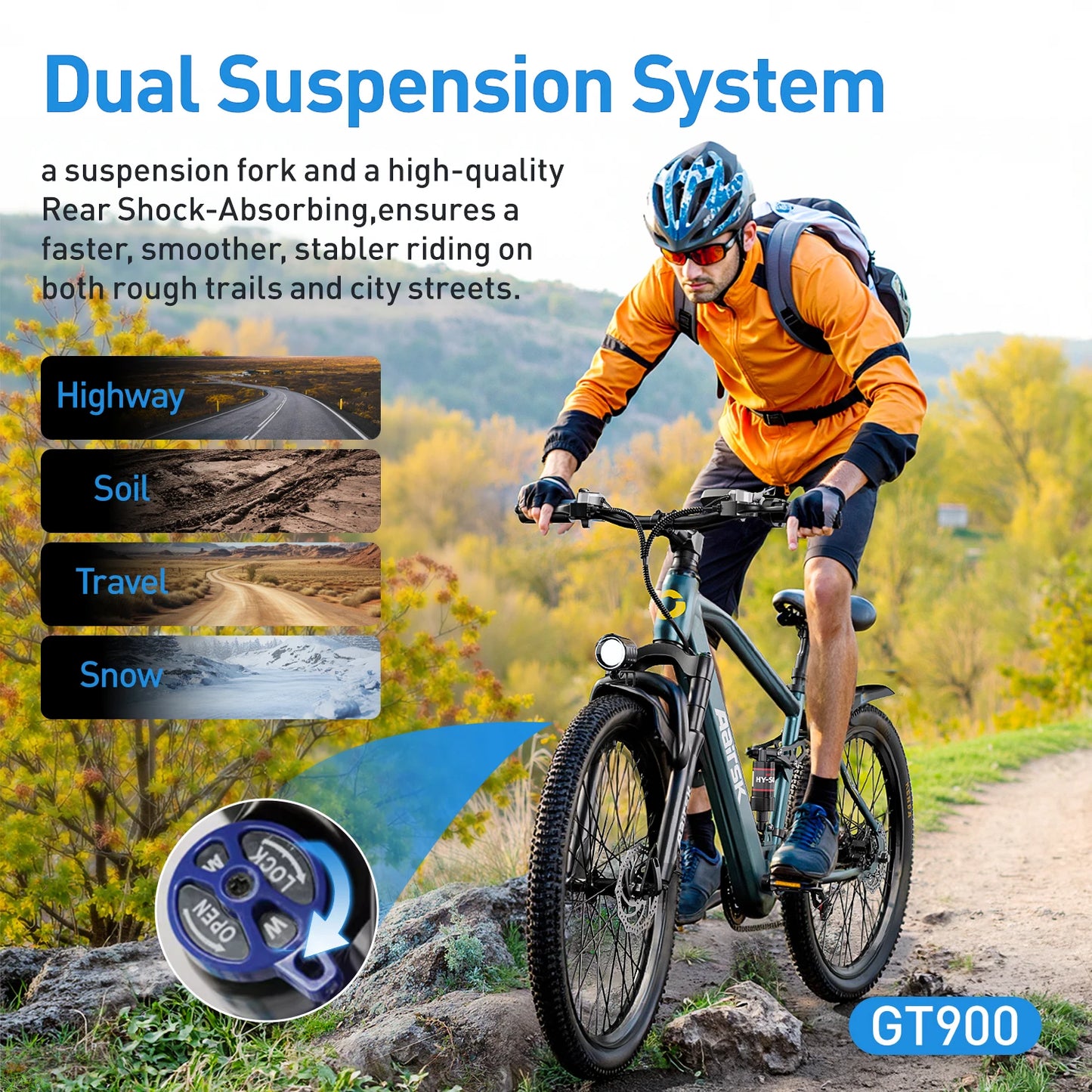 Aairsk GT900 Electric Bike 400W 36V 13Ah Off Road Suspension