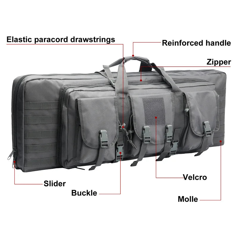 LQARMY Tactical Double Rifle Case Molle Gun Bag Sniper Backpack