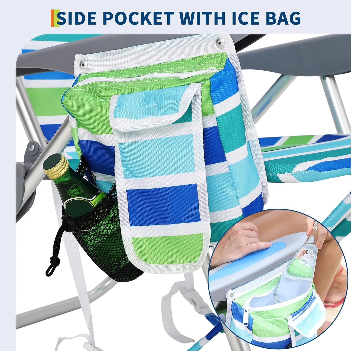 HiMISS 2 Pack Backpack Beach Chair Folding Lounge With Cooler