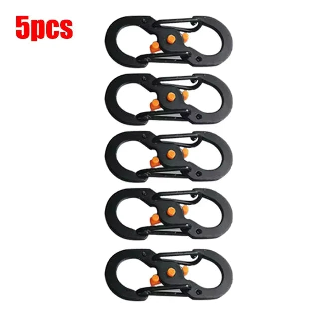 Mini S Type Locking Carabiner Aluminum Alloy Keychain Hook For Outdoor Camping