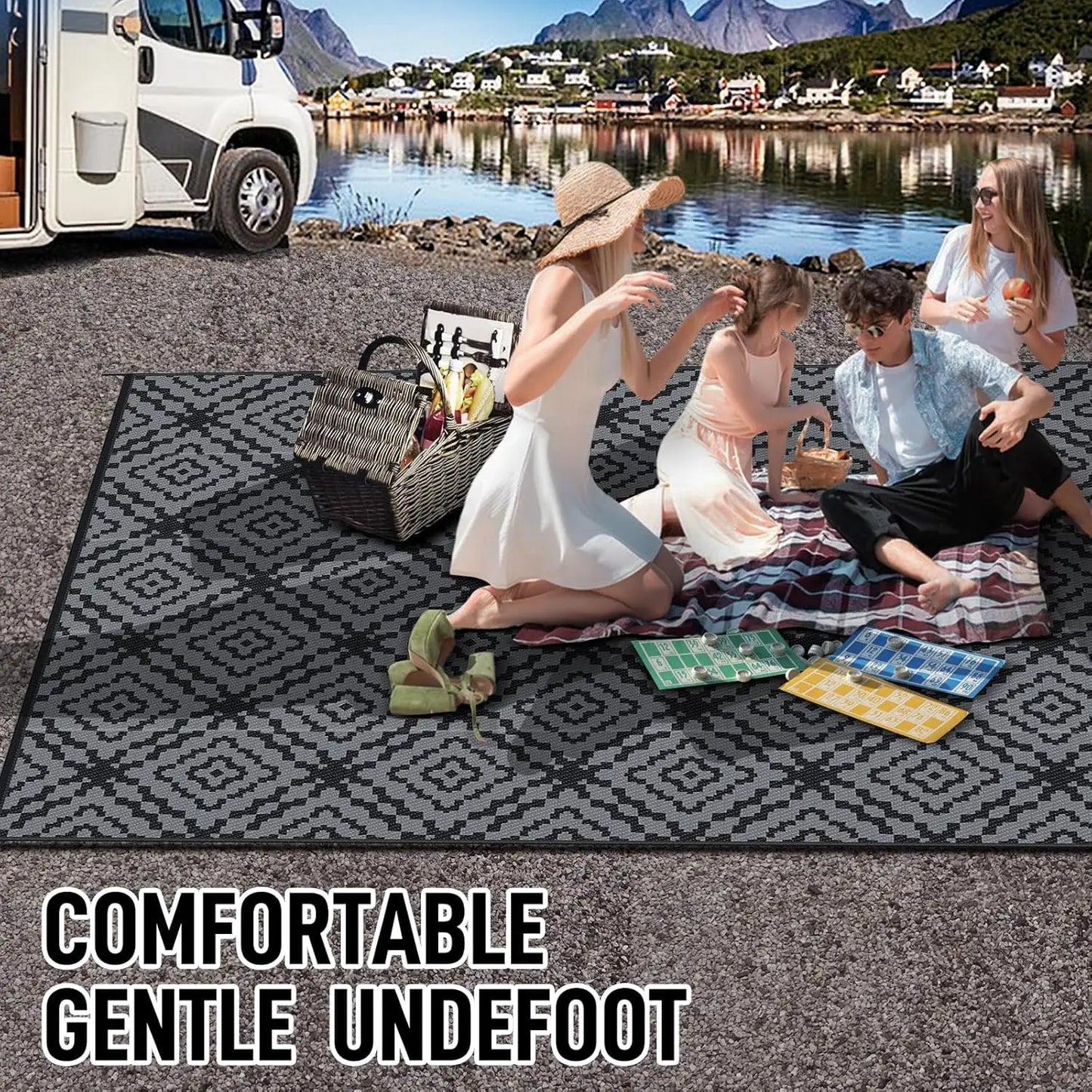 Reversible Waterproof Outdoor Rug For Patio And Deck