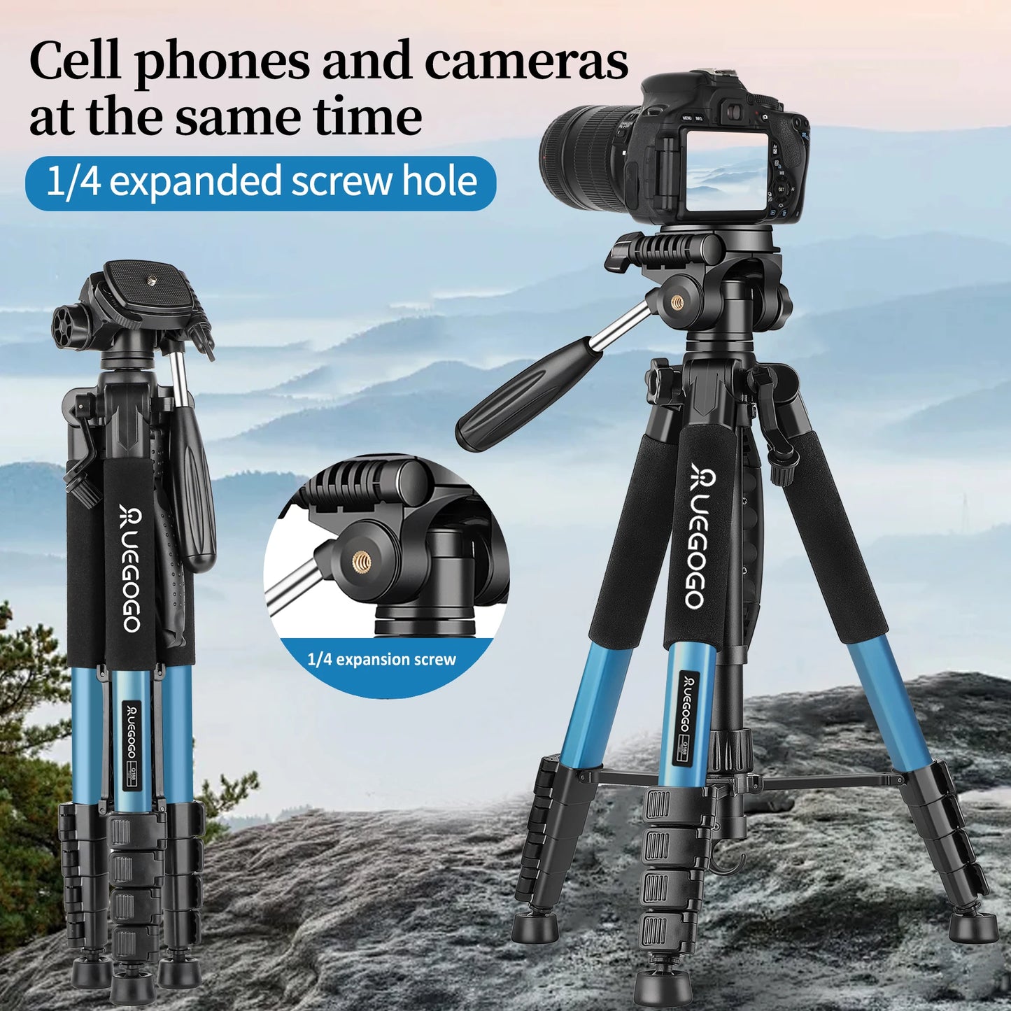UEGOGO Professional Camera Tripod for DSLR, Smartphone, and Projector