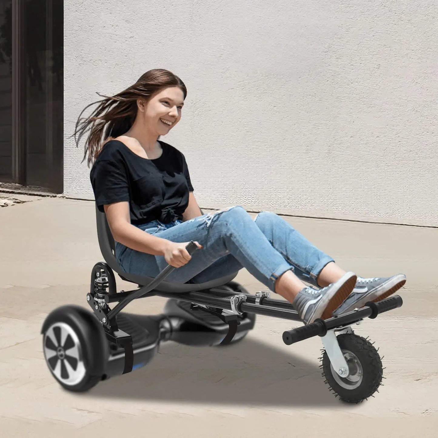 Bymaocar Hoverboard Seat Attachment Go Kart With Dual Pole Rear Shock