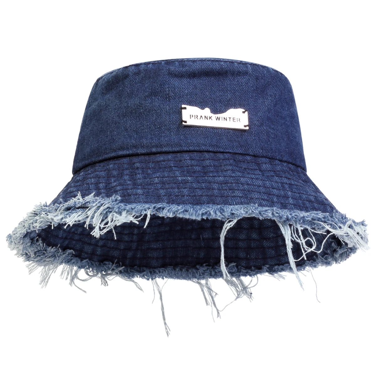 Unisex Denim Bucket Hat With Vintage Edge Holes Sun Protection
