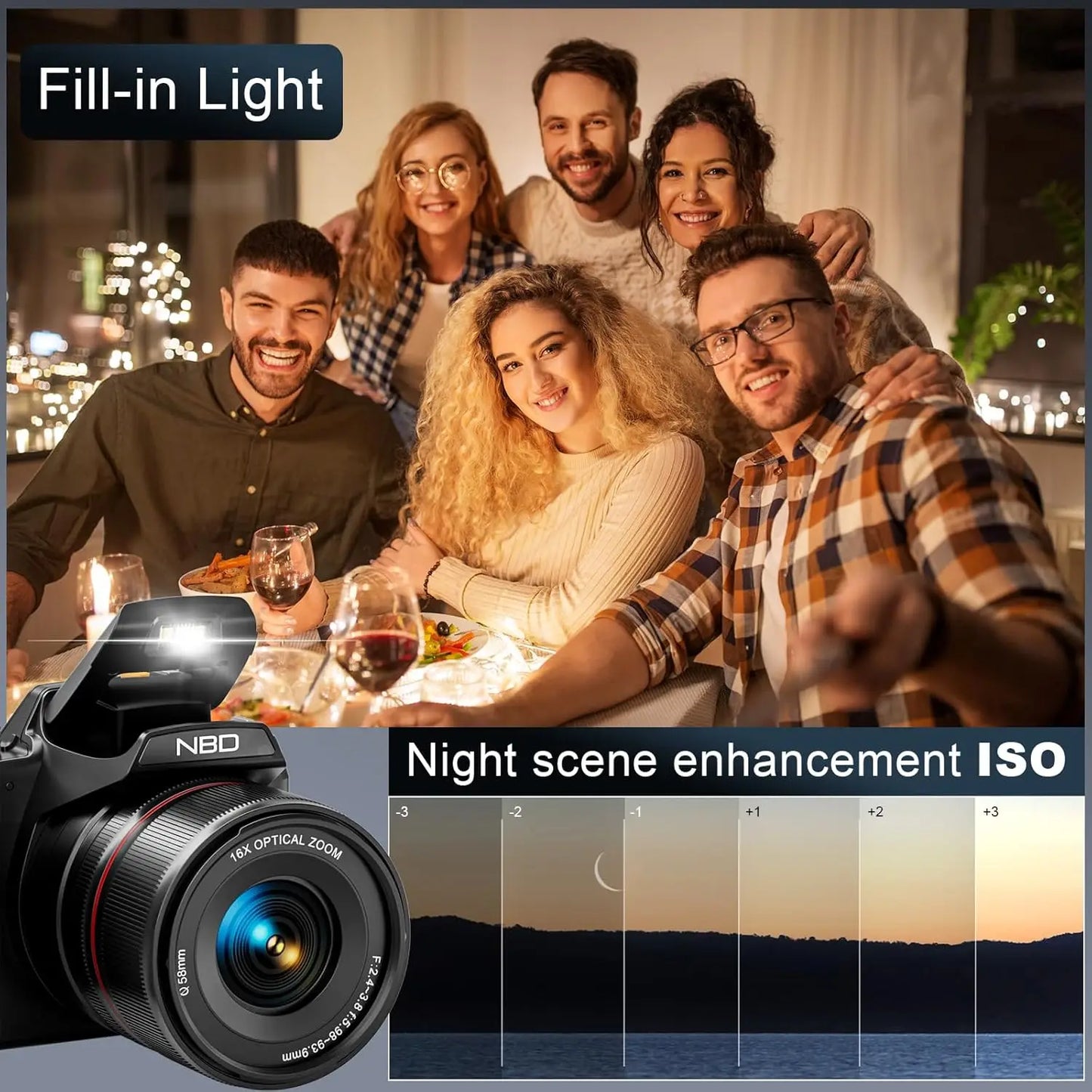 NBD 5K Digital Camera With 16X Optical Zoom And WiFi