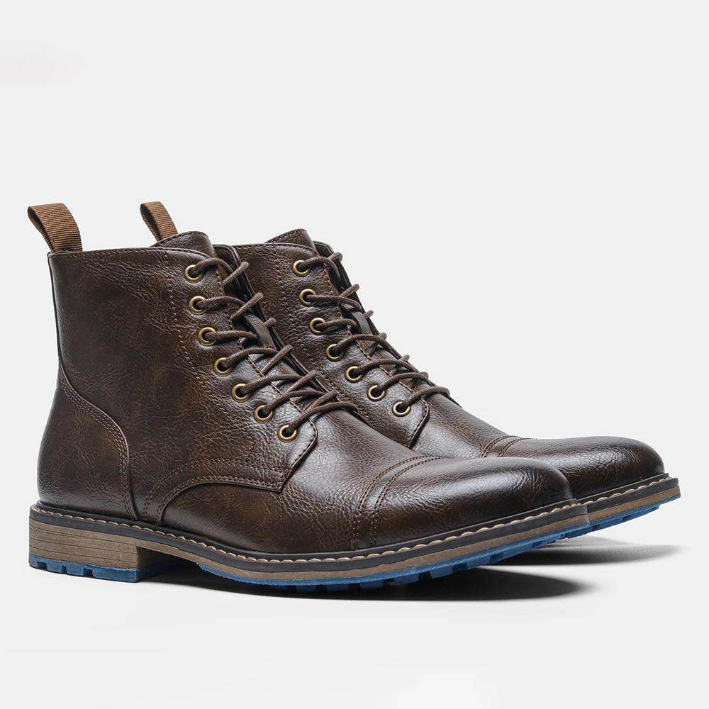 Mens Leather Ankle Boots With Zipper Spring Fashion