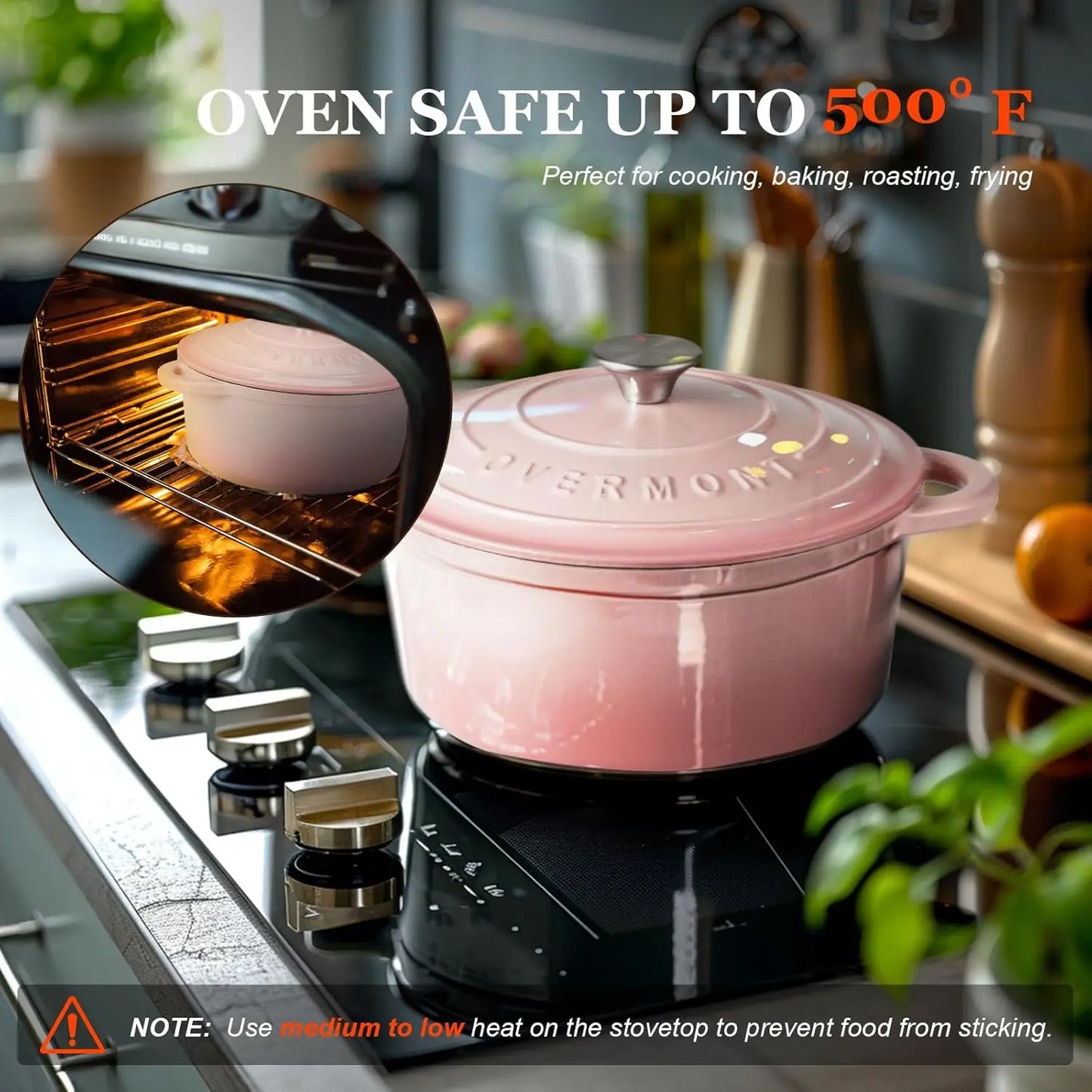 Enameled Cast Iron Dutch Oven With Lid For Braising Roasting