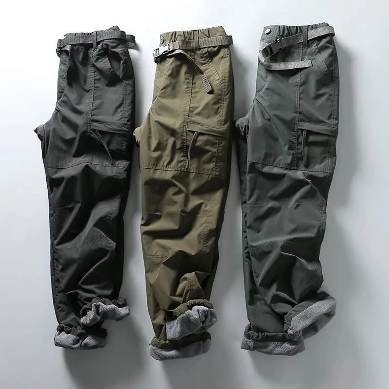 Waterproof Fleece Cargo Pants Men Women Winter Outdoor Multi Pocket