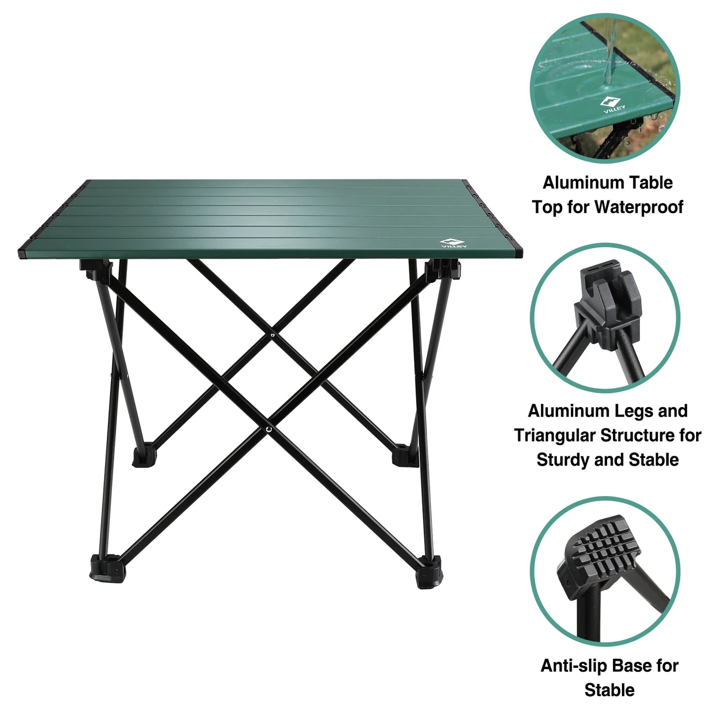 Villey Ultralight Portable Camping Side Table Aluminum Folding Carry Bag