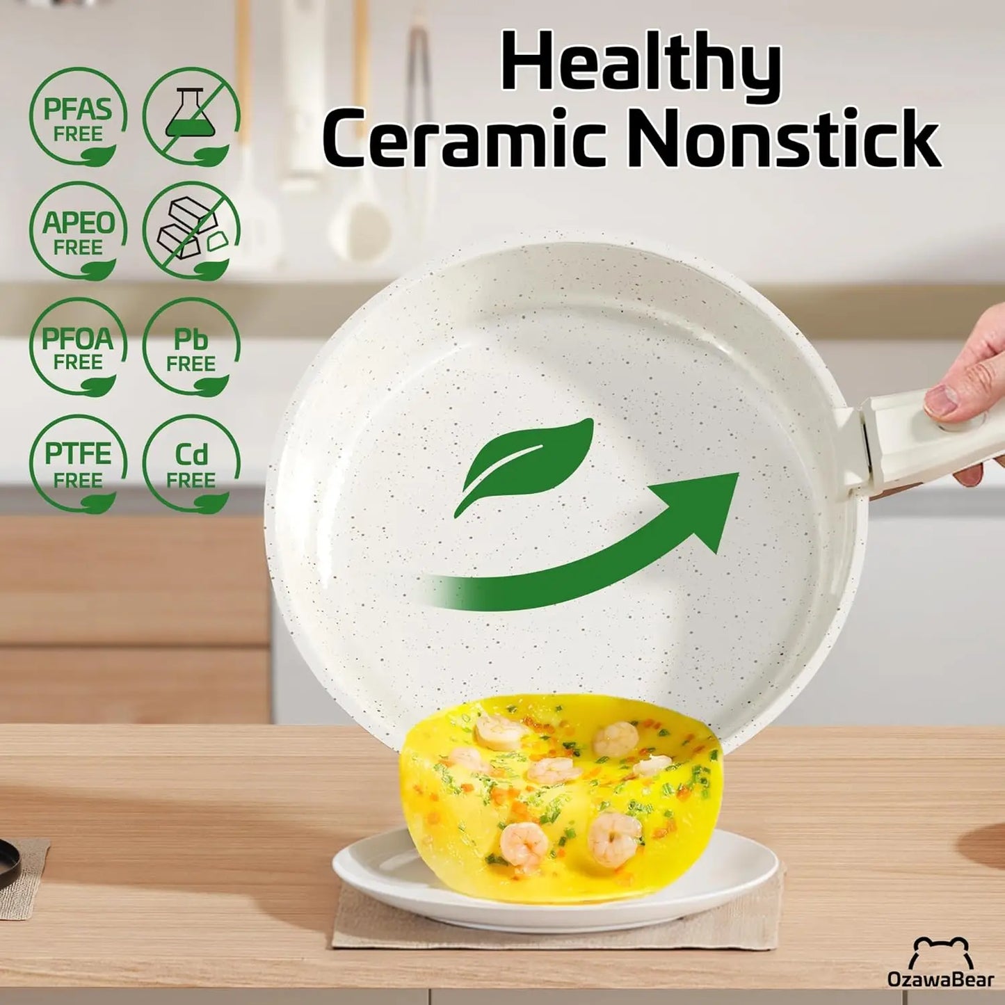 Ceramic 23-Piece Cookware Set Detachable Handles Induction And Oven Safe
