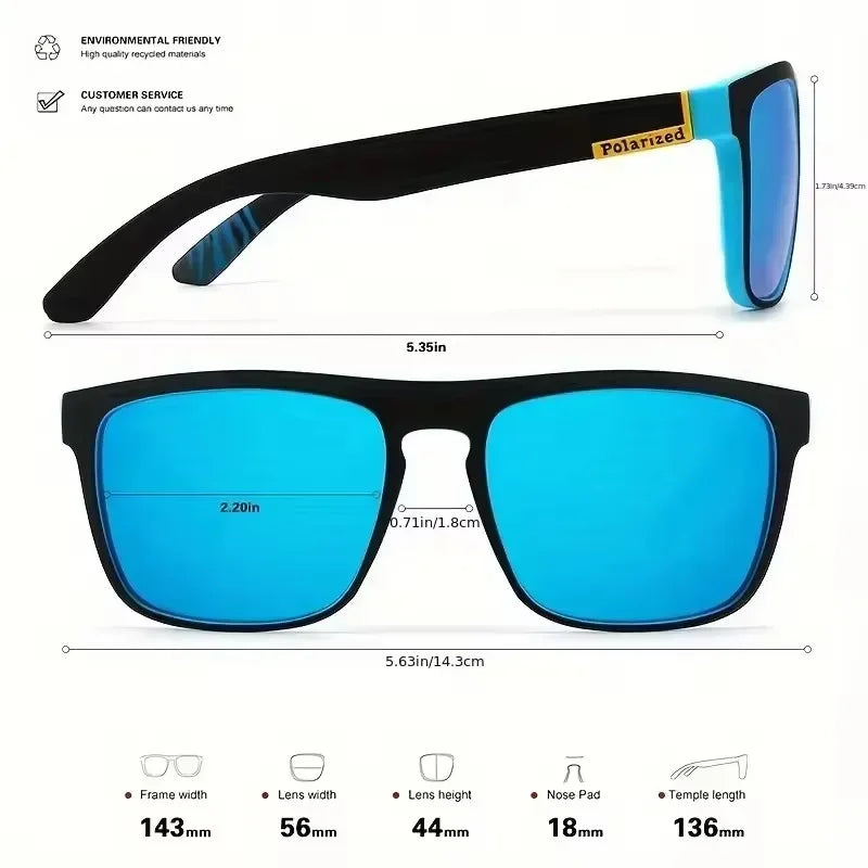 Polarized UV Protection Sunglasses Square Metal Frame Unisex