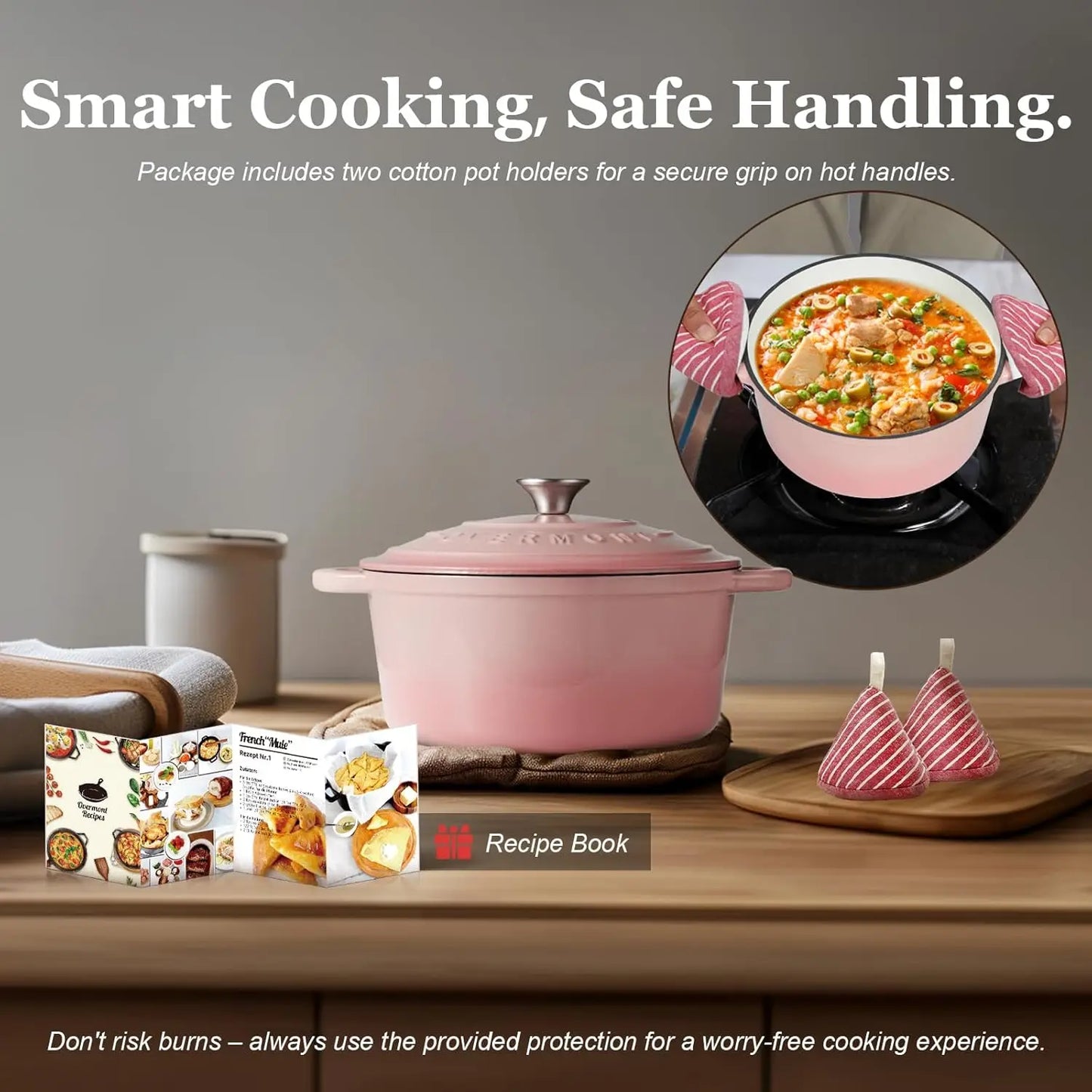 Enameled Cast Iron Dutch Oven With Lid For Braising Roasting
