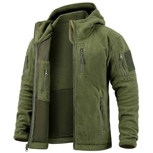 Fleece Outdoor Hunting Jacket With Multi Pockets And Full Zip