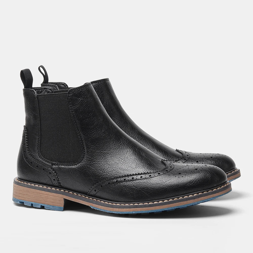 Mens Leather Ankle Boots With Zipper Spring Fashion