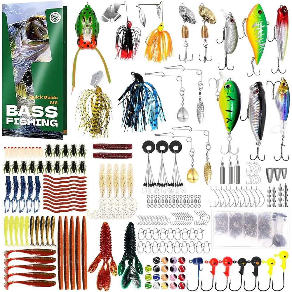 Fishing Lures Kit Buzz Bait Spinner Jigs Frog Hooks Weights