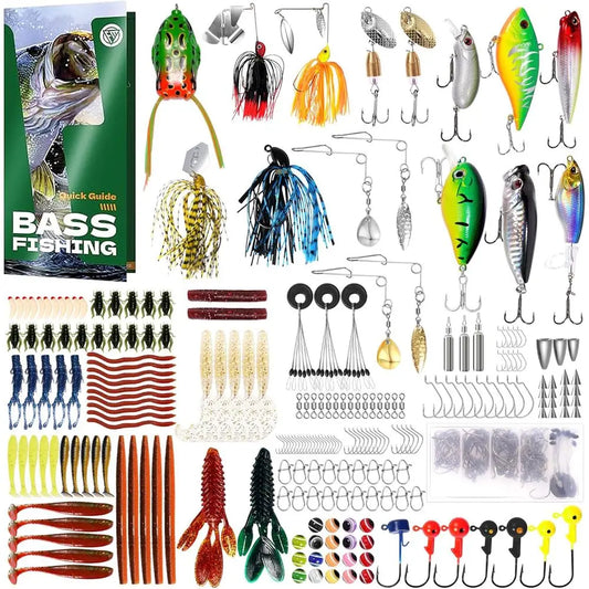 Fishing Lures Kit Buzz Bait Spinner Jigs Frog Hooks Weights
