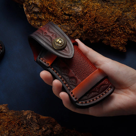 Genuine Leather Cowhide Knife Pouch Holster For Folding Knives