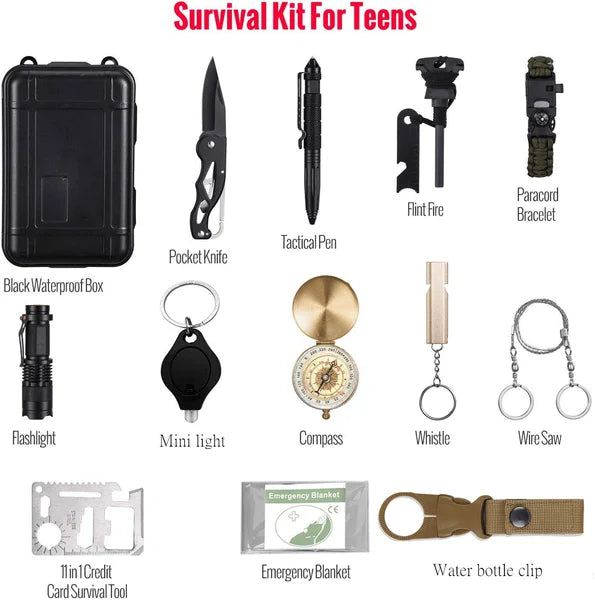 Outdoor Emergency Survival Kit 14-In-1 For Camping And Hiking