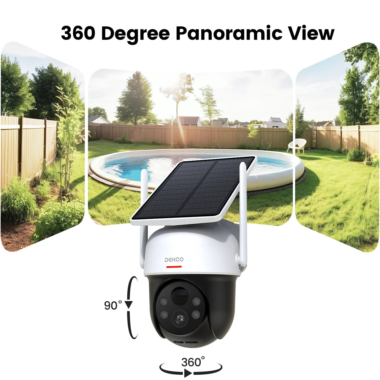 DEKCO 3MP Wire Free Solar WiFi Camera With 5000mAh Battery And Two Way Audio