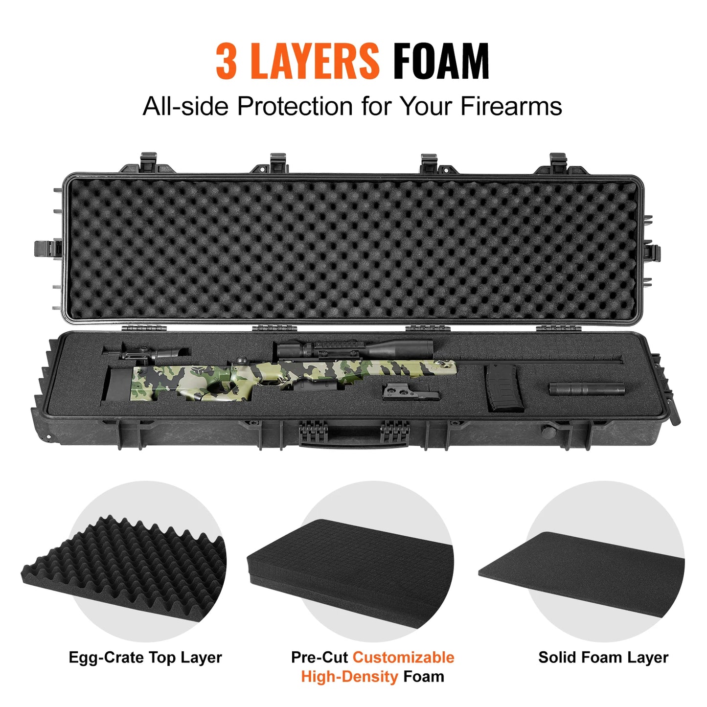Hard Rifle Case Portable Gun Storage Case Shockproof Waterproof