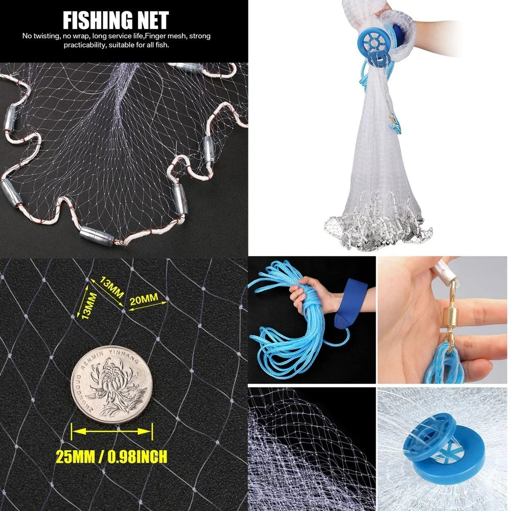 American Saltwater Cast Net For Bait With Zinc Sinker