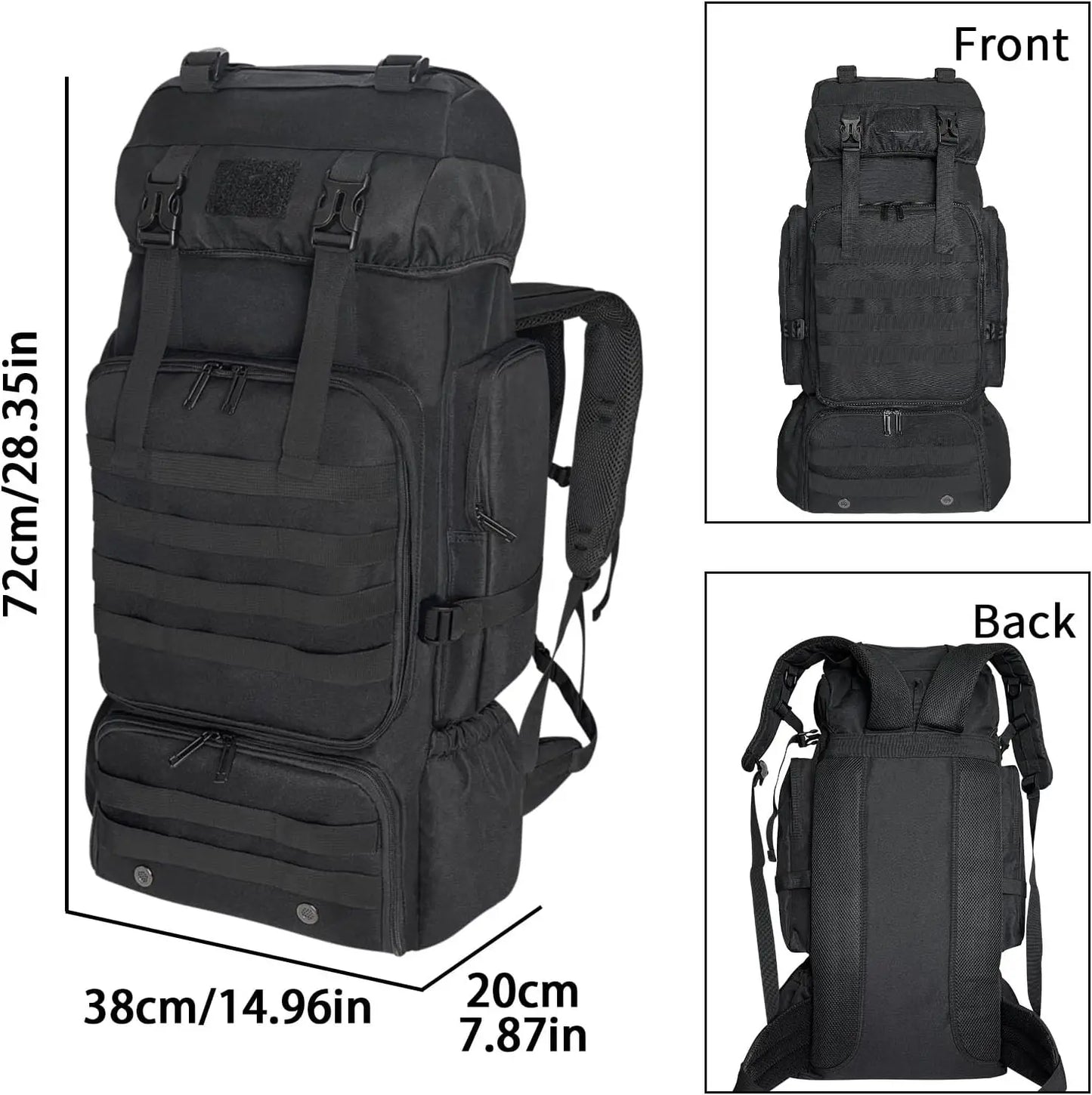 80L Hiking Camping Backpack Outdoor Travel Climbing Rucksack Military Trekking Knapsack Molle 3 Days Assault Pack