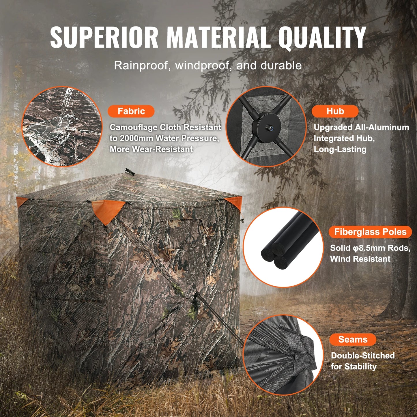 See-Through Hunting Blind With Camouflage for Turkey and Deer