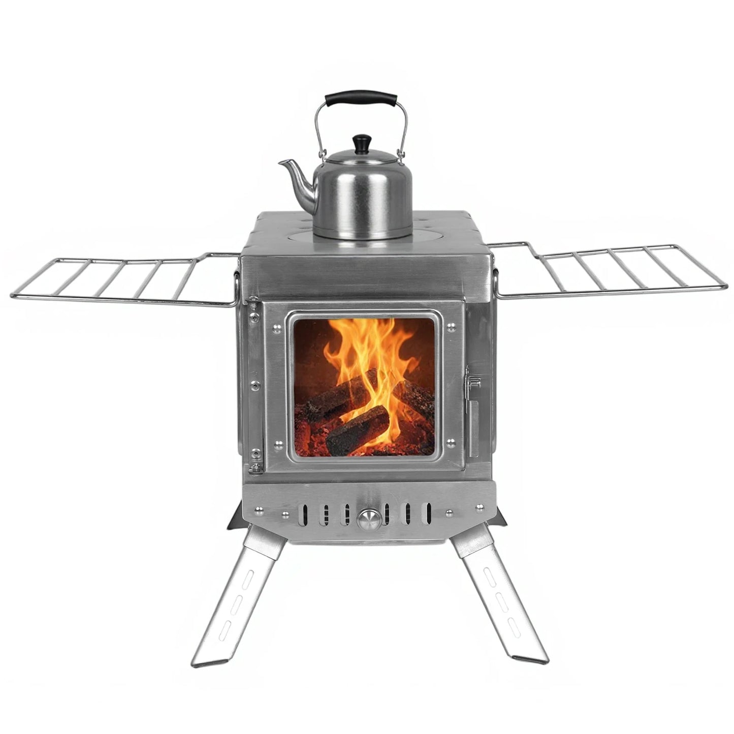 Stainless Steel Tent Stove With Chimney Pipe For Outdoor Camping