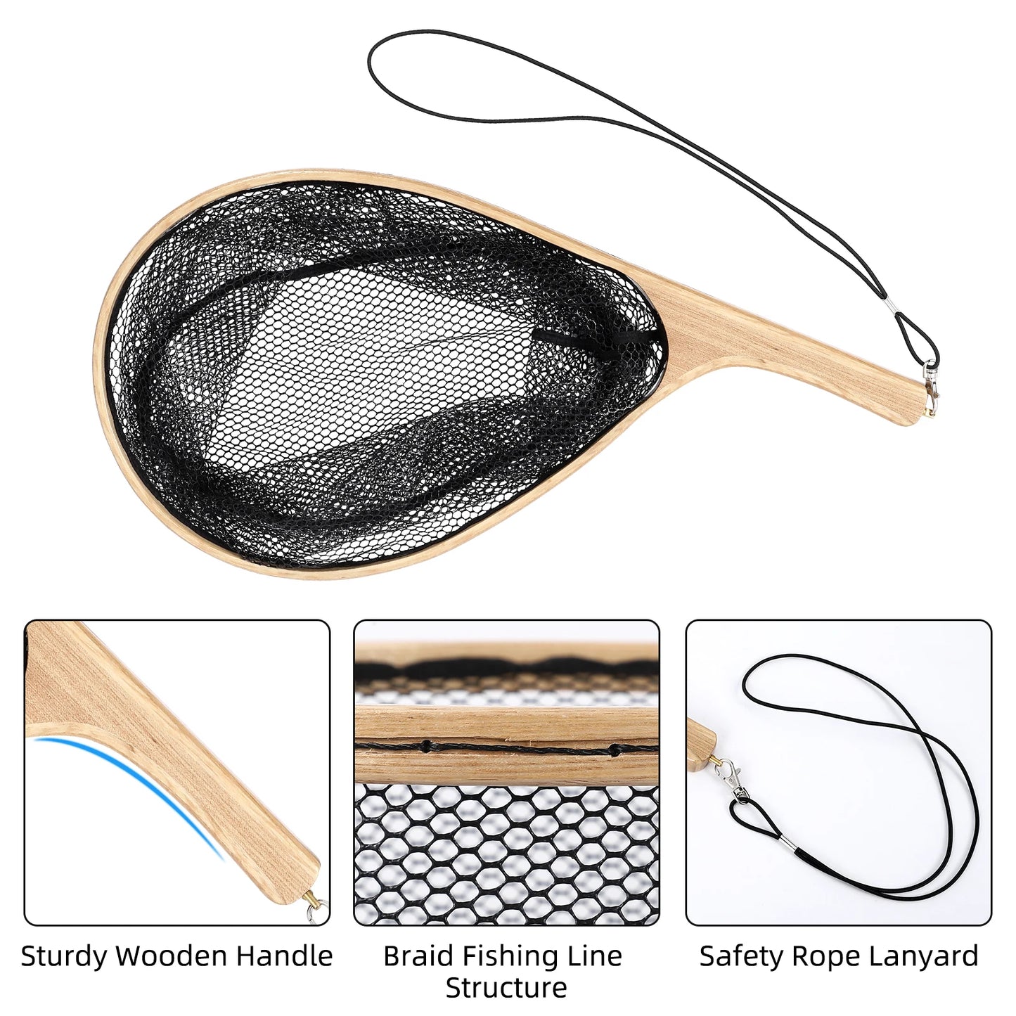 TWISTER.CK Fly Fishing Landing Net With Curved Handle
