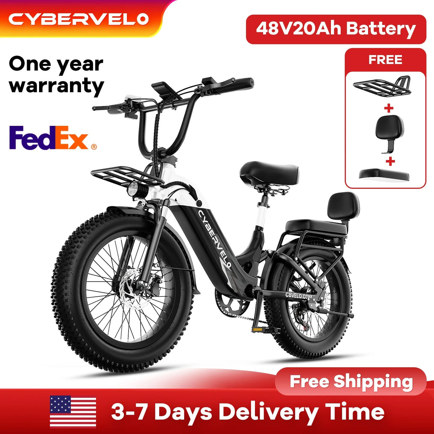 CYBERVELO Step-Thru Electric Bike EK12 with Removable Battery