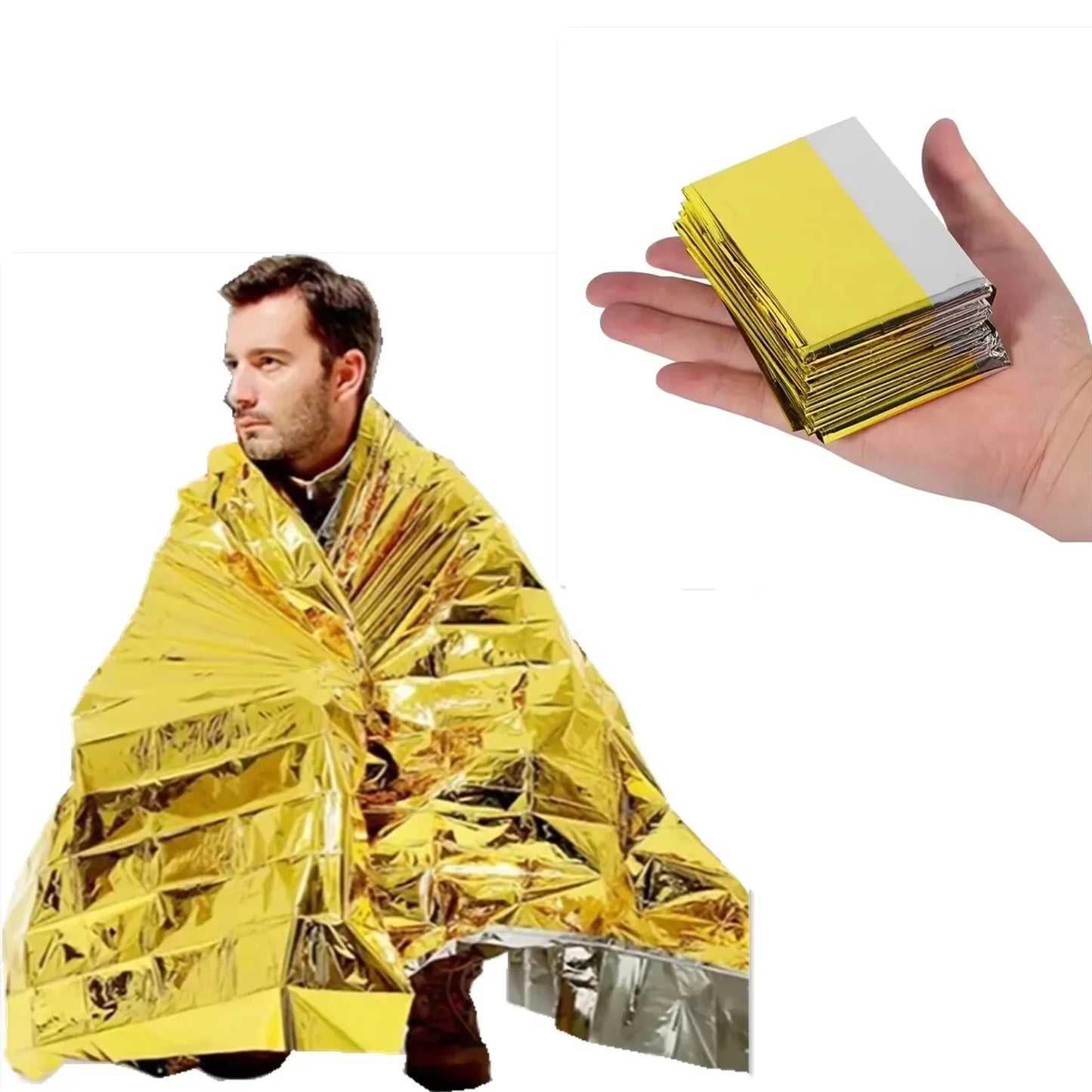 Emergency Thermal Blanket Folding Waterproof Windproof Sunshade For Outdoor Use