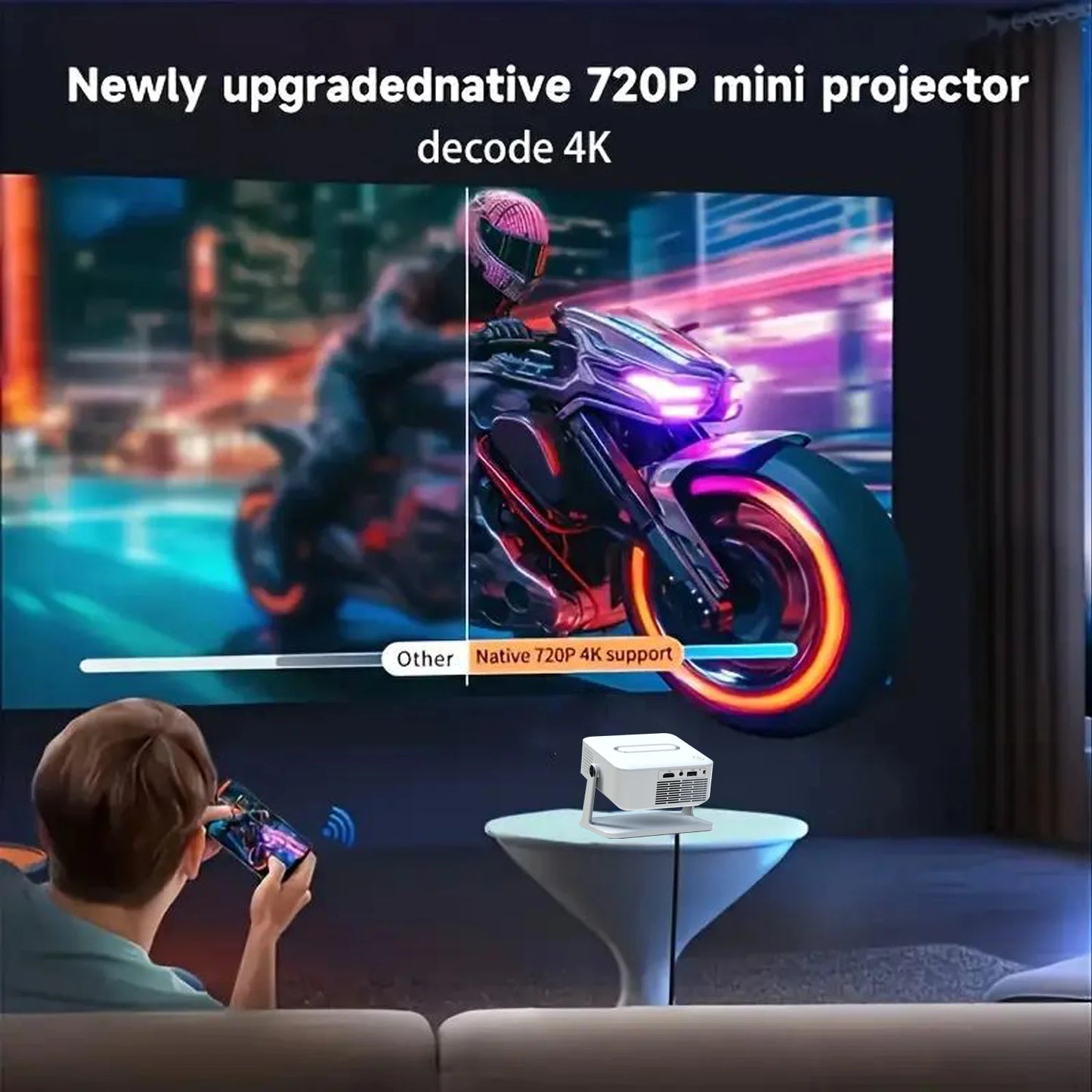 Xnano Android Digital Projector With Holder HDMI USB Wireless