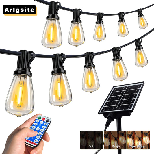 ARLGSITE Solar Outdoor String Lights IP65 Waterproof Patio