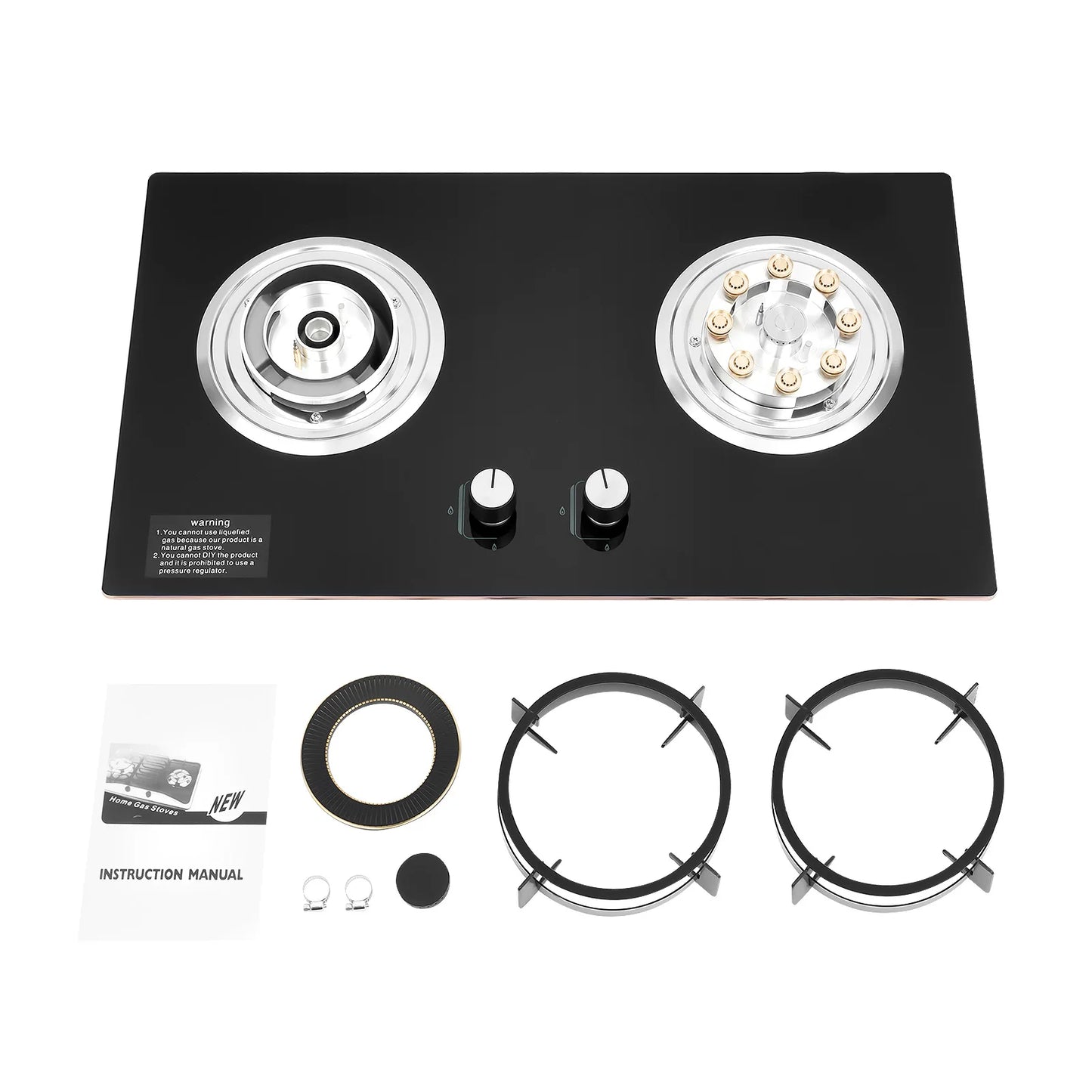 Dual Burner Gas Stove With Natural Gas Tempered Glass
