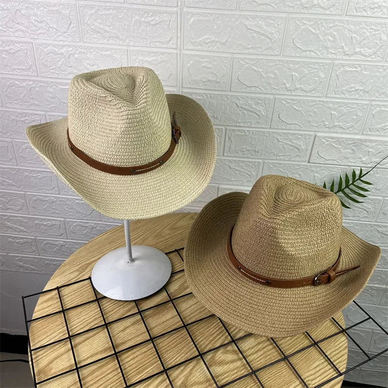 Wide Brim Unisex Cowboy Hat Sun Protection Foldable With Lanyard