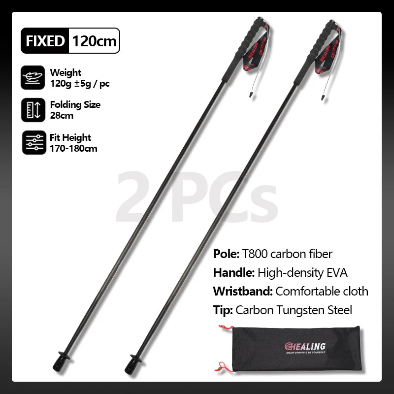 OKHEALING Carbon Fiber Trekking Poles Ultralight Foldable 2 Pack