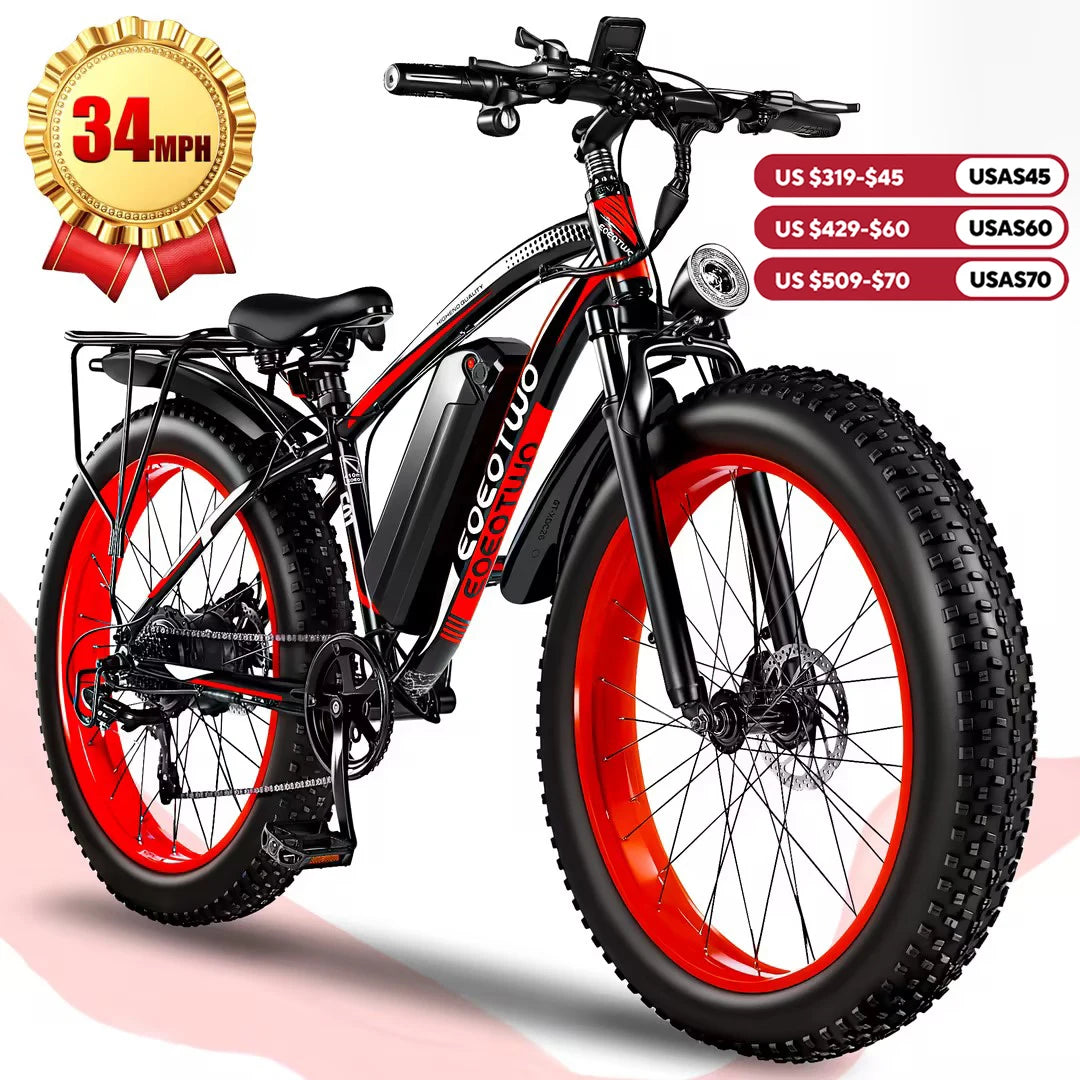 EOEOTWO 1500W Electric Mountain Bike 34 MPH Fat Tire