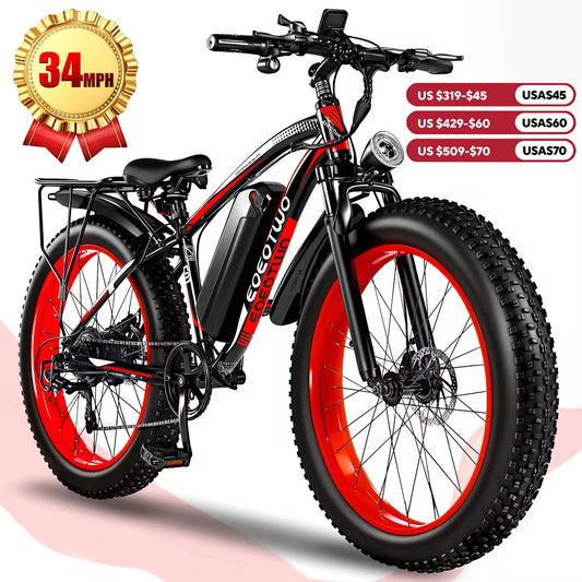 EOEOTWOC 1500W Electric Bike 34MPH Fat Tire Mountain Ebike