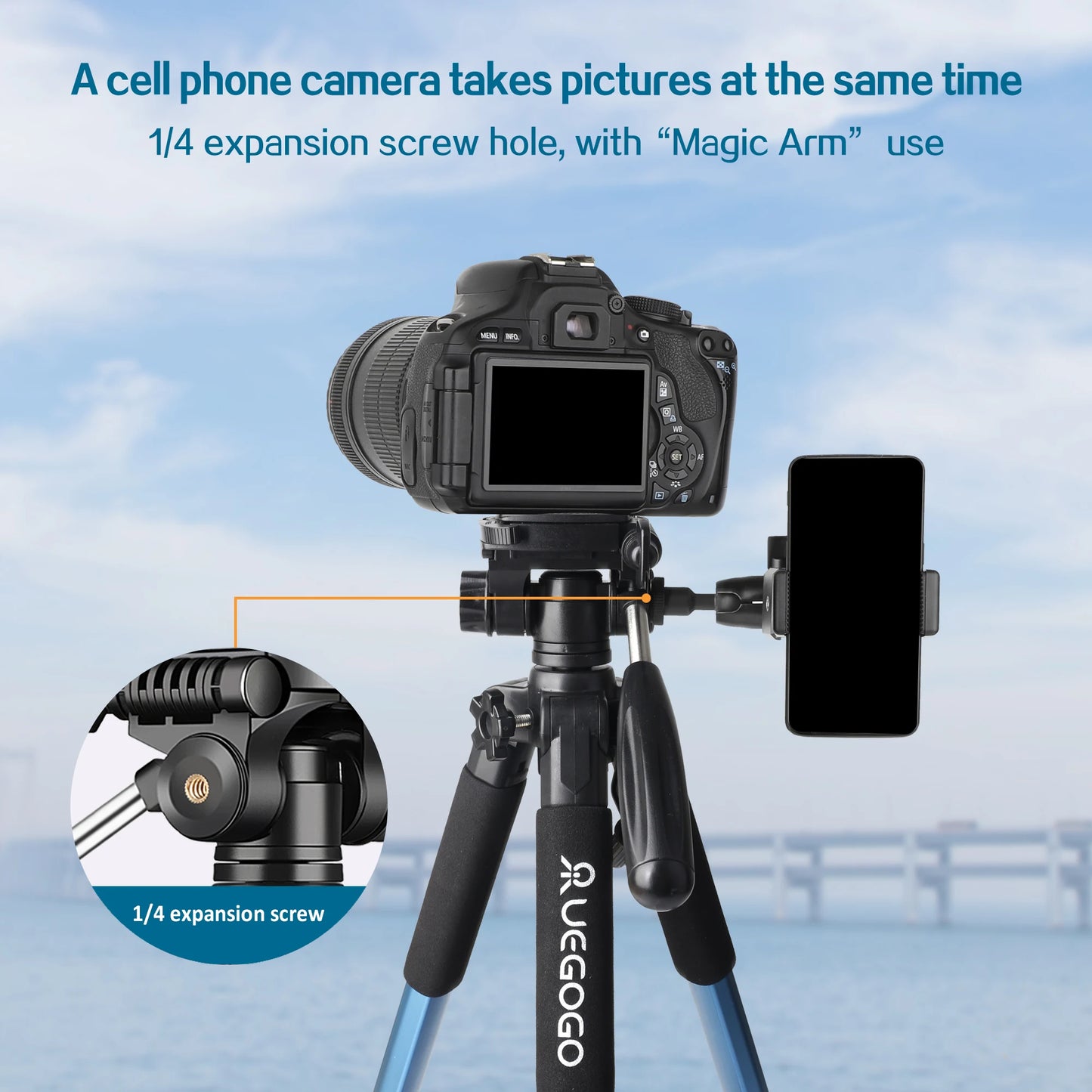 UEGOGO Professional Camera Tripod for DSLR, Smartphone, and Projector
