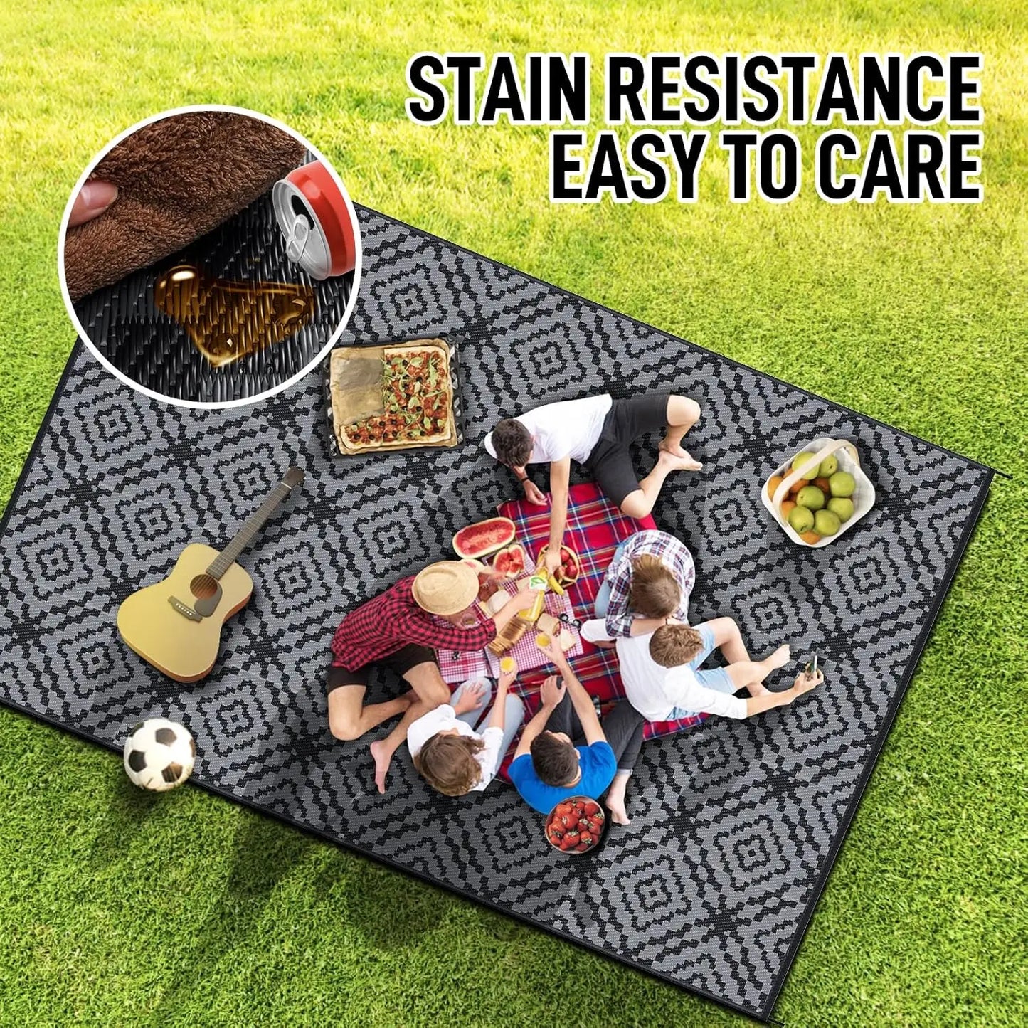 Reversible Waterproof Outdoor Rug For Patio And Deck