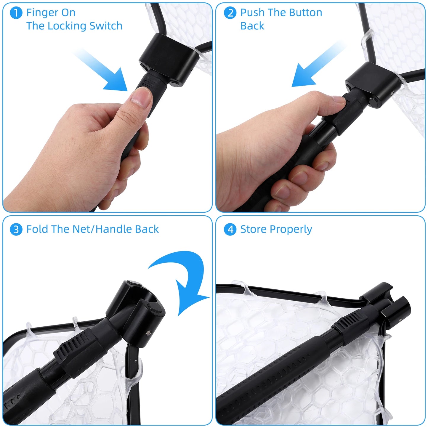 HiMISS Foldable Trout Landing Net With Handle Lightweight Fly Fishing