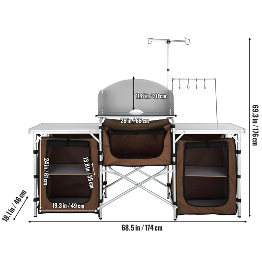 SucceBuy Folding Outdoor Kitchen Table Cabinet For Camping And BBQ