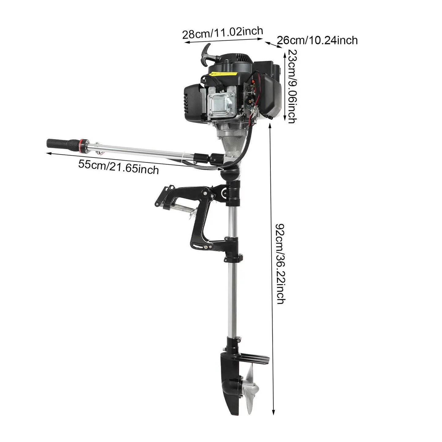 E-Start 7.5HP 4-Stroke Outboard Motor 144CC Tiller Control Boat Engine