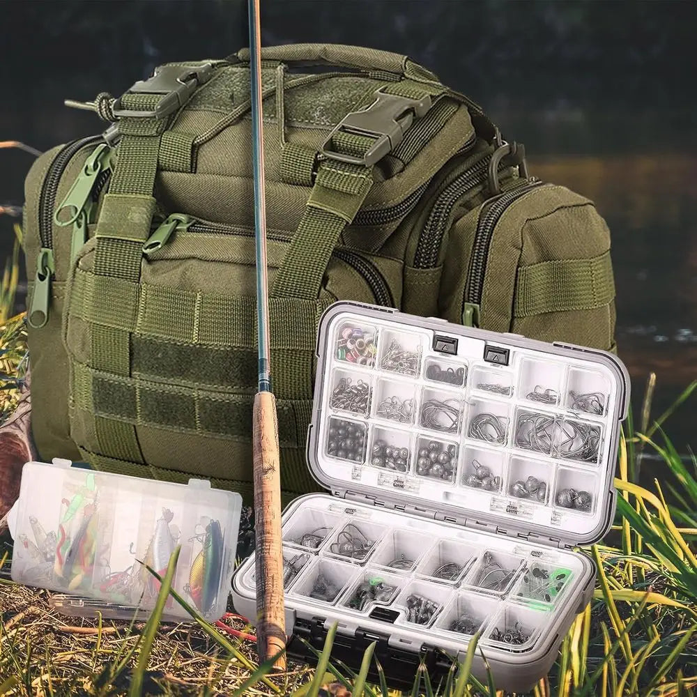 Complete Fishing Kit With Backpack Tackle Box Lures Hooks And Accessories