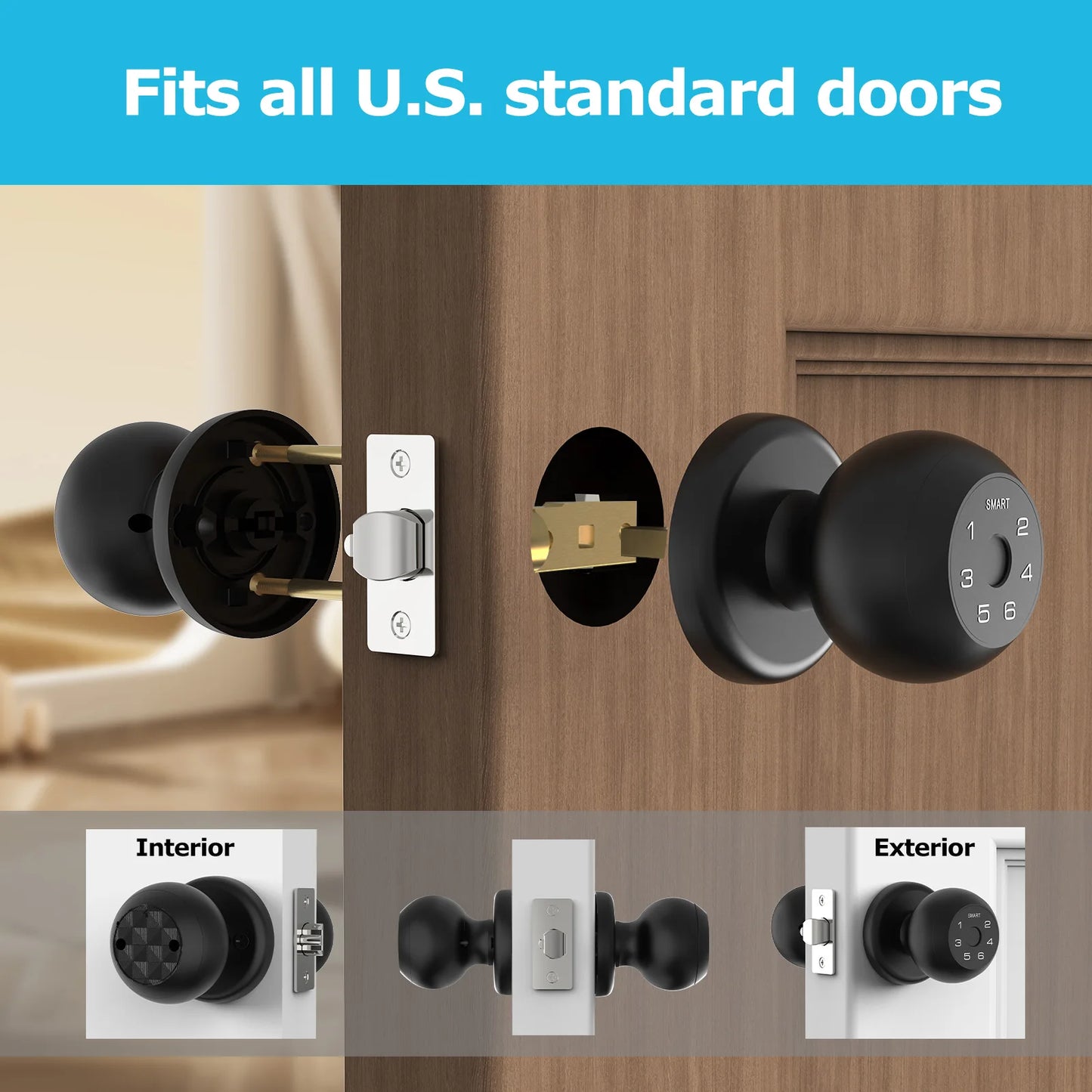 Viladepot Ball-Shaped Smart Lock With Fingerprint And Keypad