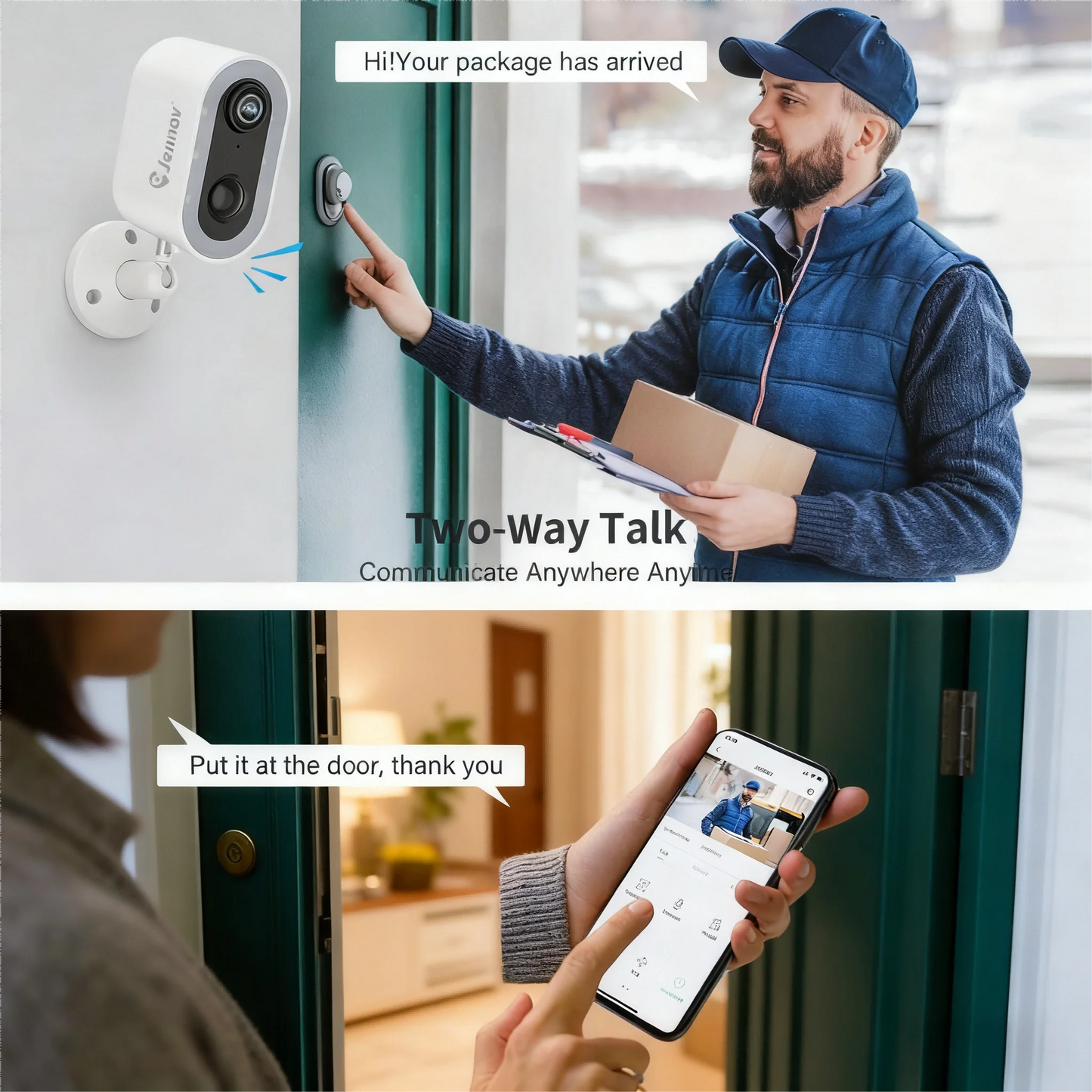 JENNOV 3MP Wireless Outdoor Battery Security Camera Two Way Talk
