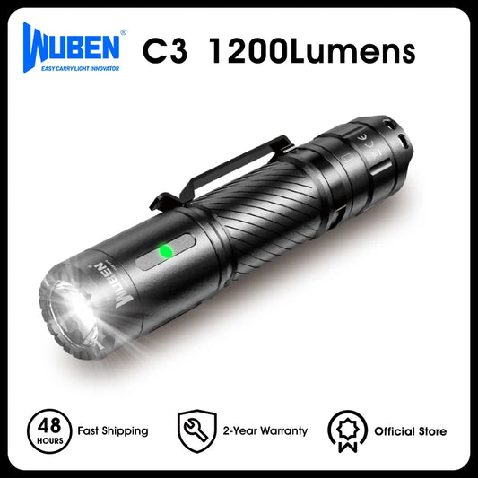 Wuben C3 Flashlight 1200 High Lumen Rechargeable Tactical LED